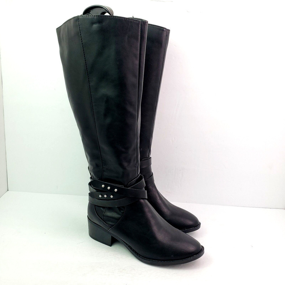 Material Girl Damien Womens Size 7 Black Fashion 17" Knee High 1.5" Heel Boots